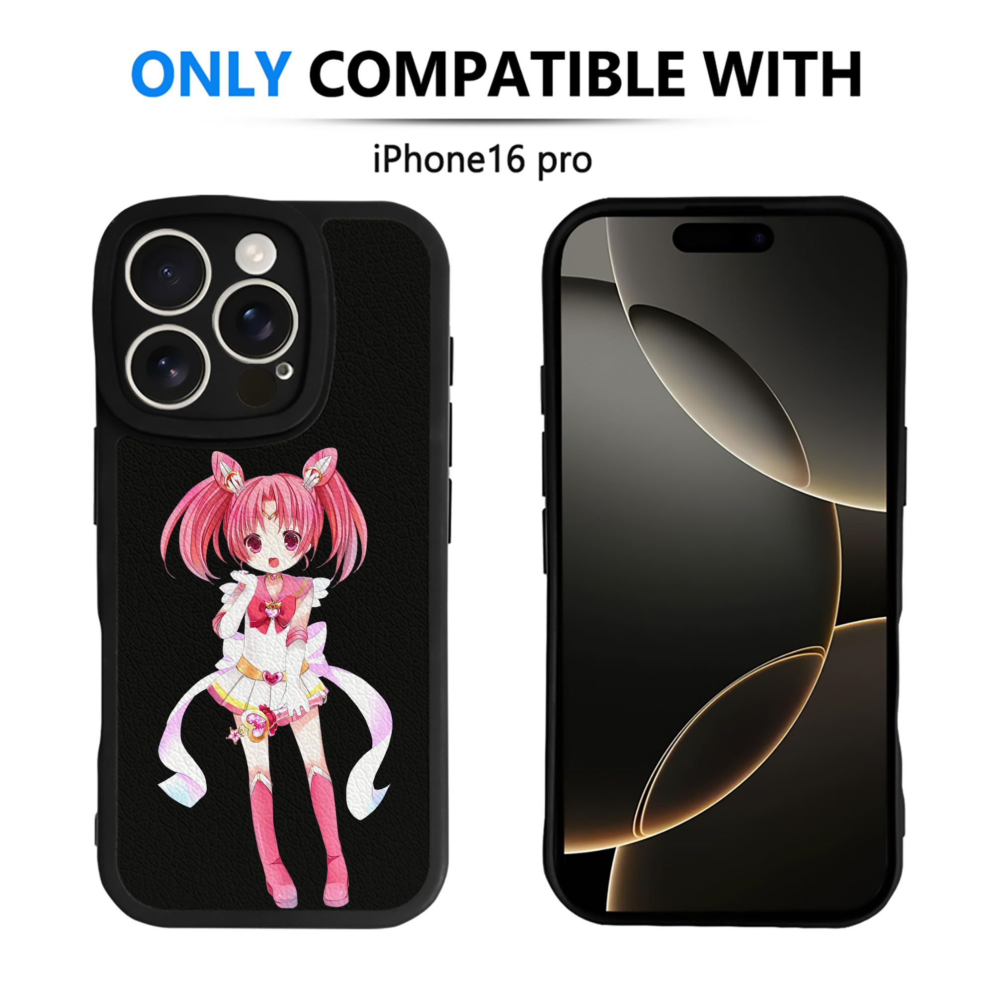 （画像用） 美少女戦士セーラームーン ちびうさ Sailor Moon Chibiusa Tsukino Usagi Small Lady Serenity 【iPhone 16シリーズ対応】シリコンスマホケース（レザー調） 材質：シリコン